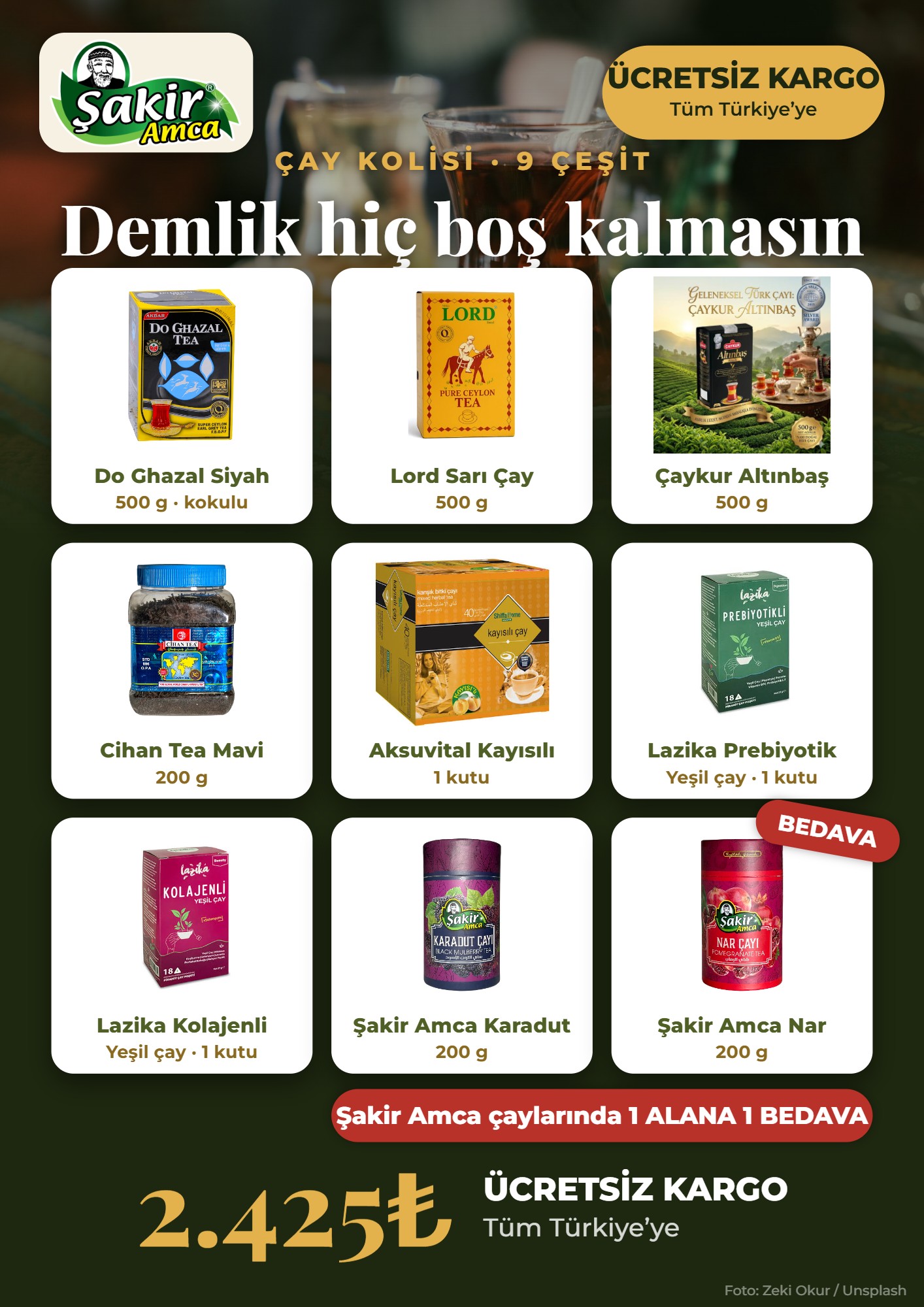 ÇAY KOLİSİ - 9 ÇEŞİT (ÜCRETSİZ KARGO)